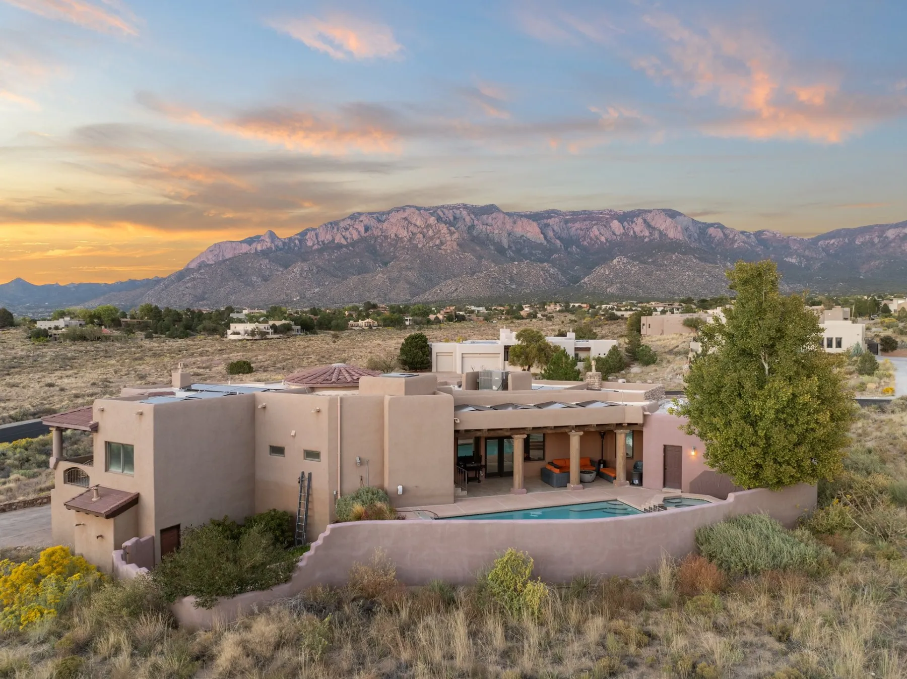 Northeast Heights neighborhood near Albuquerque — Foothill living with the Sandias as your back fence.
